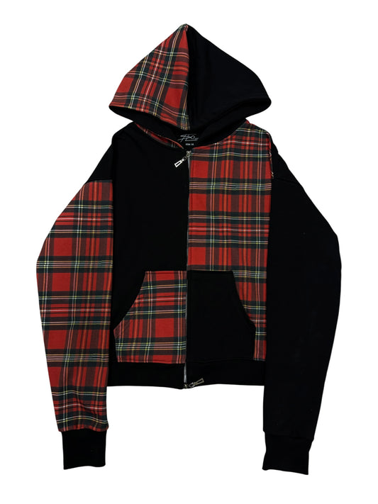 Asymmetric zip hoodie red/black