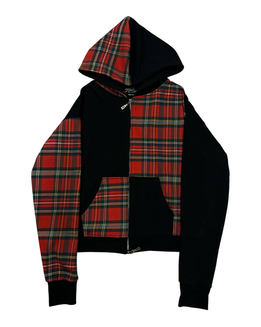 Asymmetric zip hoodie red/black